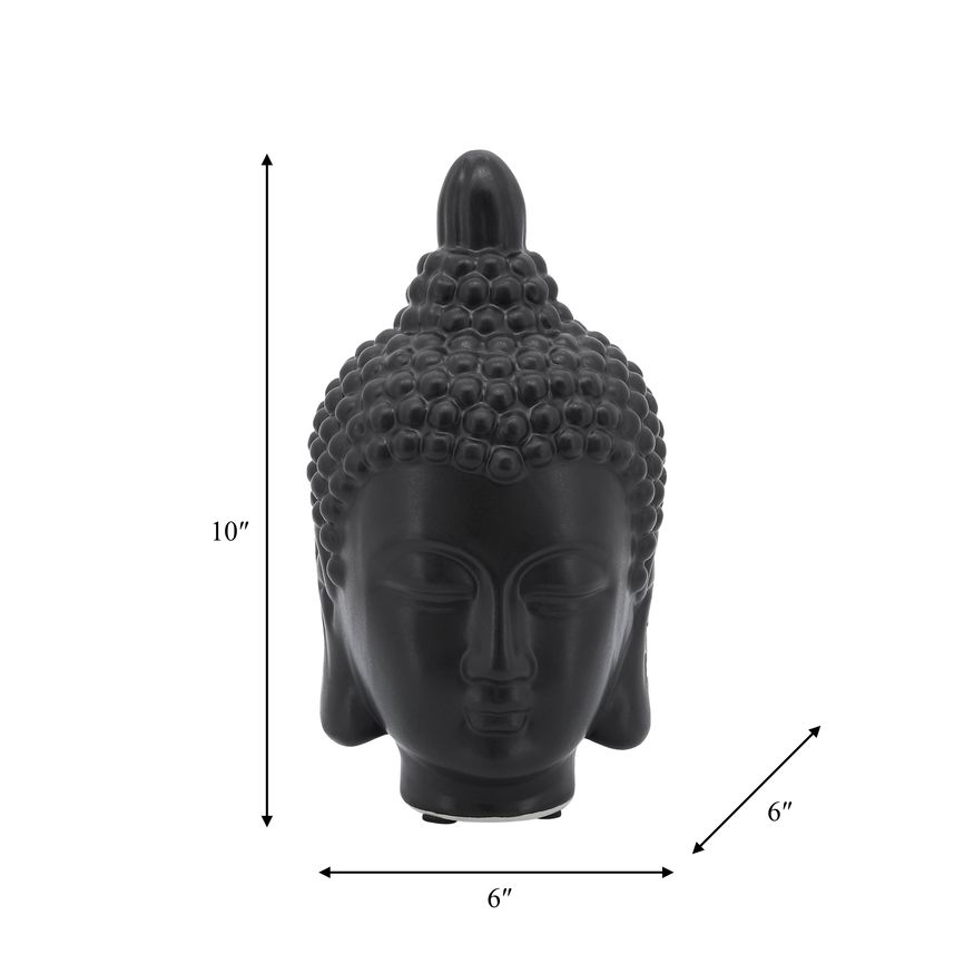 Sagebrook 10" Ceramic Buddha Head - Black