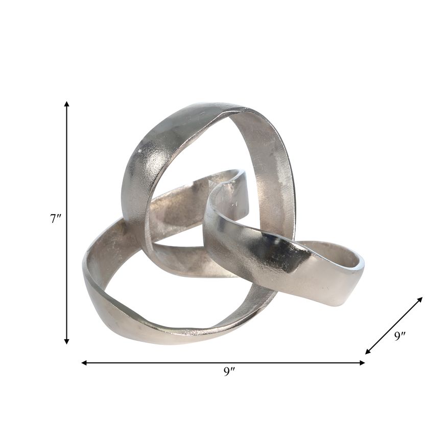 Sagebrook 7" Aluminum Knot Sculpture - Silver Matte