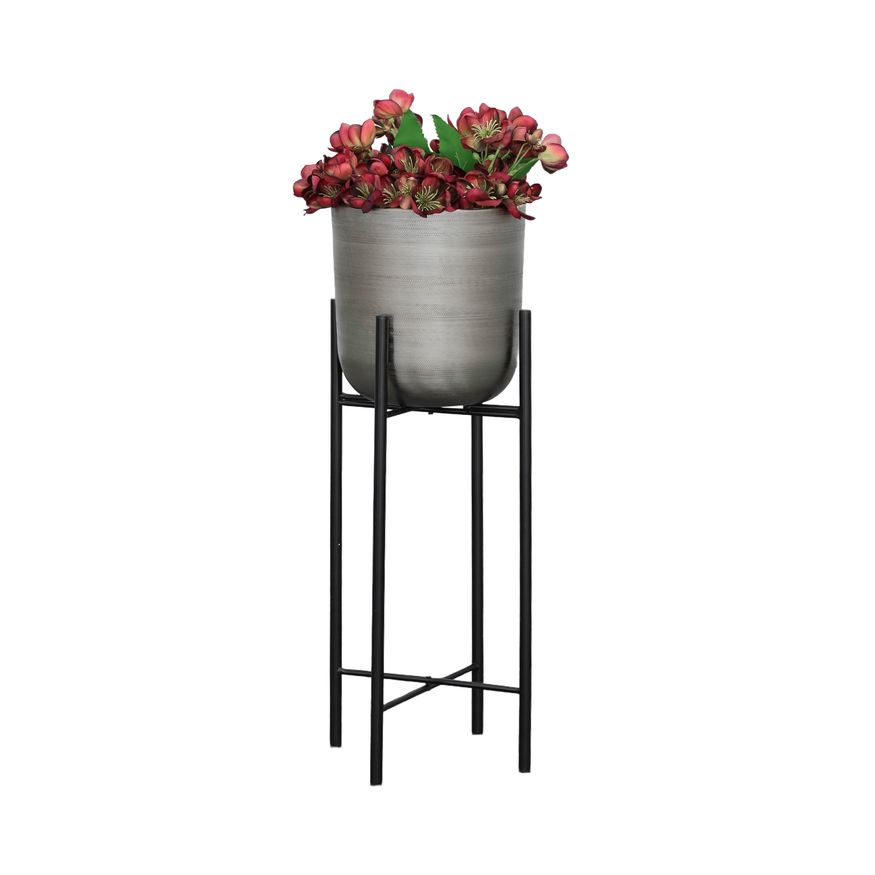 Sagebrook™ Metal Planters On Stand (Set Of 3) - Silver/Black