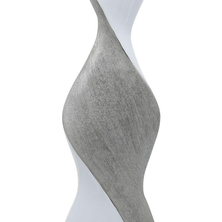 Sagebrook 24" Ceramic Twisted Vase - White/Silver