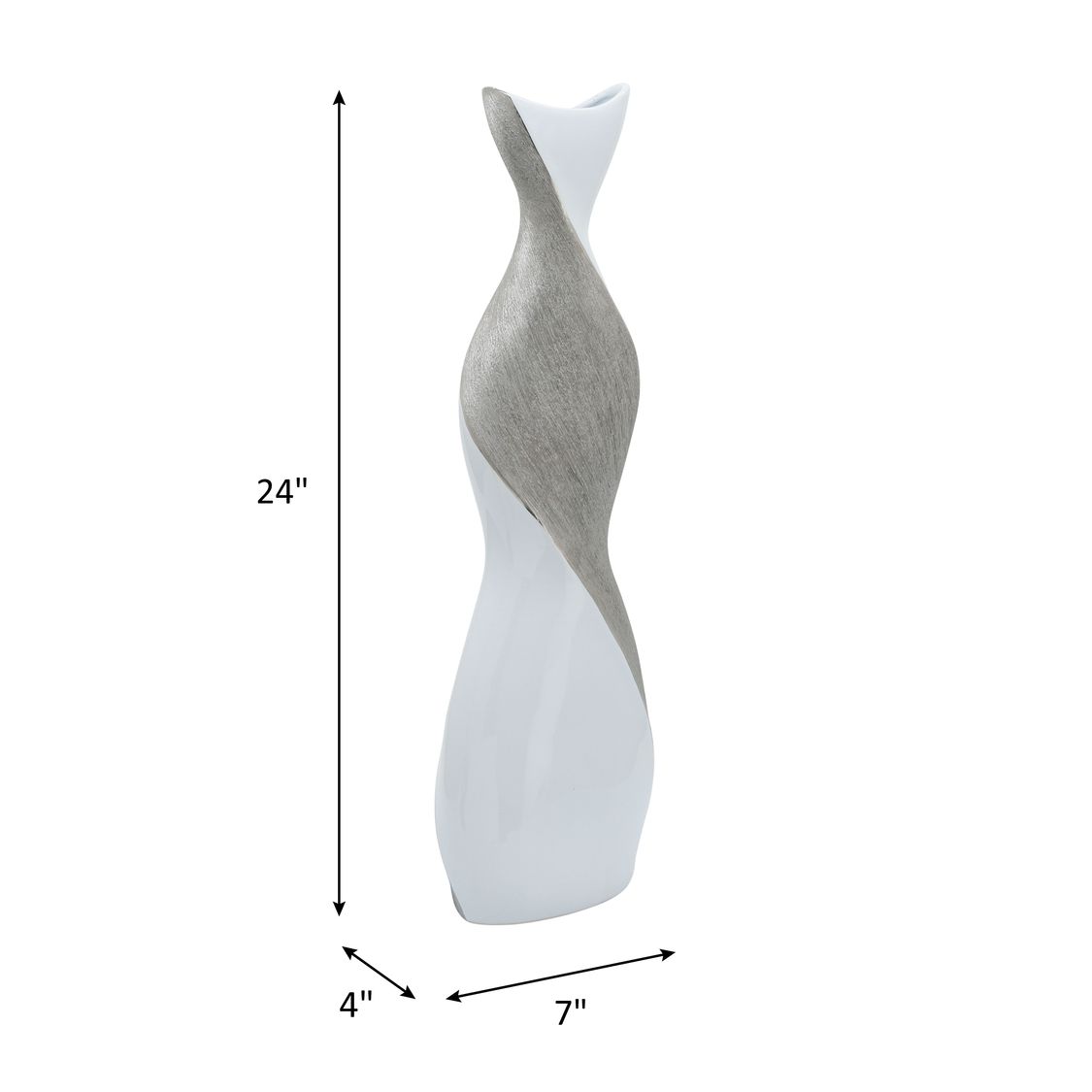 Sagebrook 24" Ceramic Twisted Vase - White/Silver