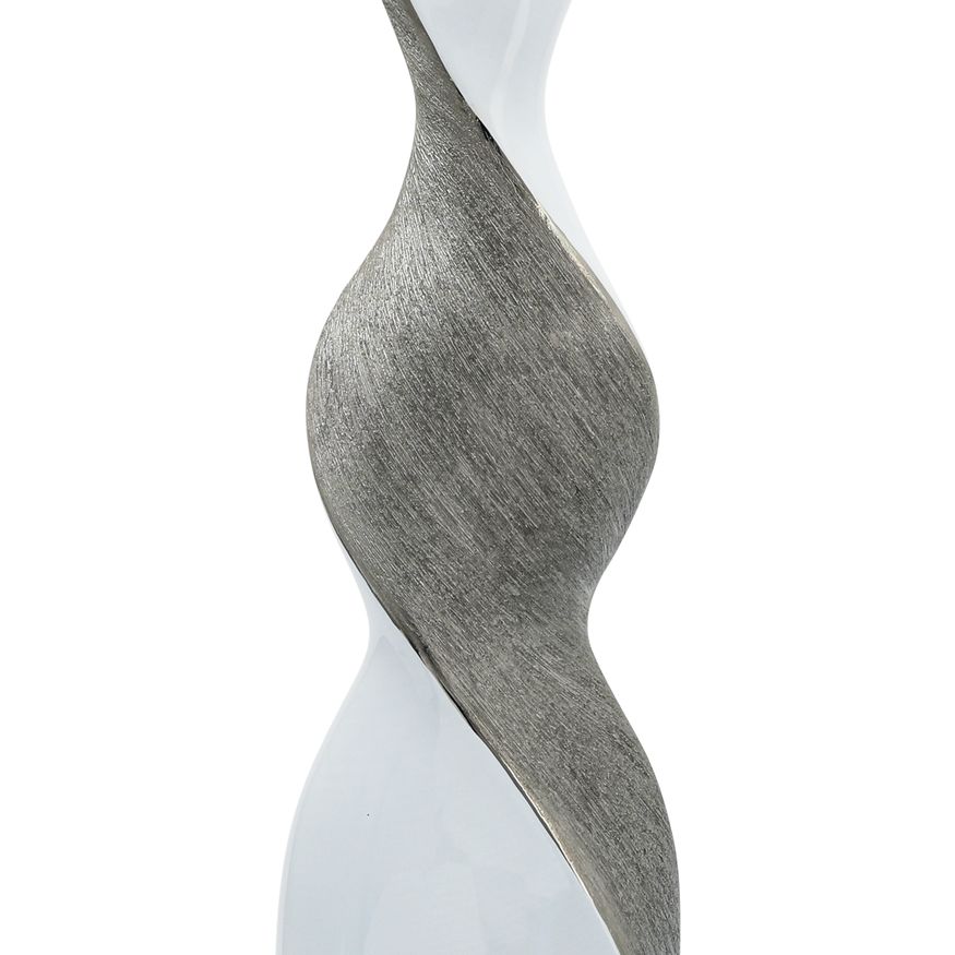 Sagebrook 19" Ceramic Twisted Vase - White/Silver