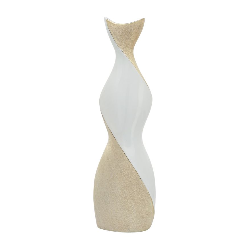 Sagebrook 24" Ceramic Twisted Vase - White/Gold