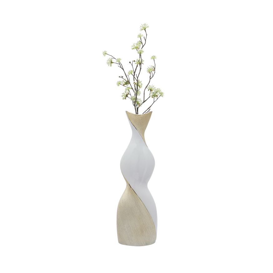 Sagebrook 19" Ceramic Twisted Vase - White/Gold