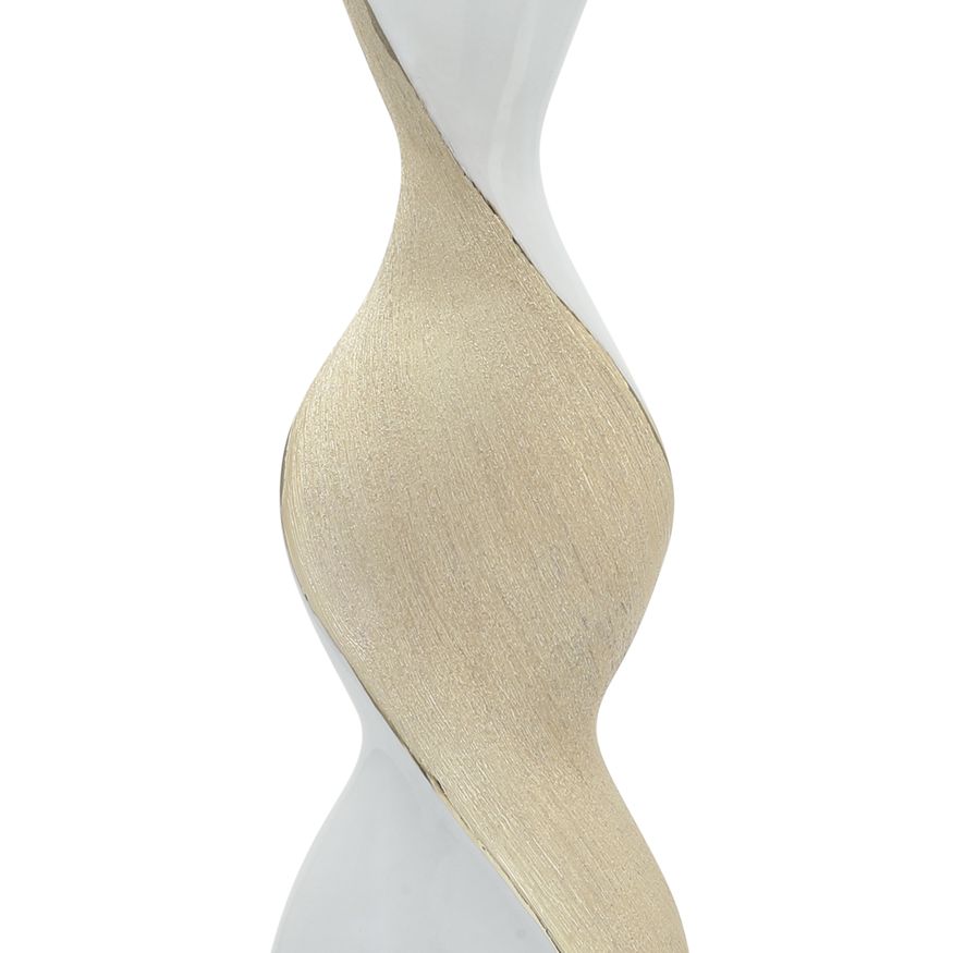 Sagebrook 19" Ceramic Twisted Vase - White/Gold