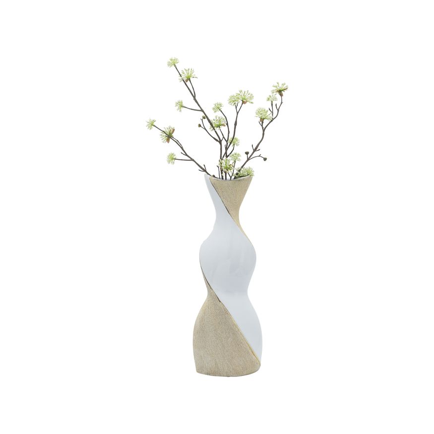 Sagebrook 16" Ceramic Twisted Vase - White/Gold