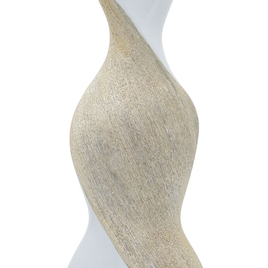 Sagebrook 16" Ceramic Twisted Vase - White/Gold