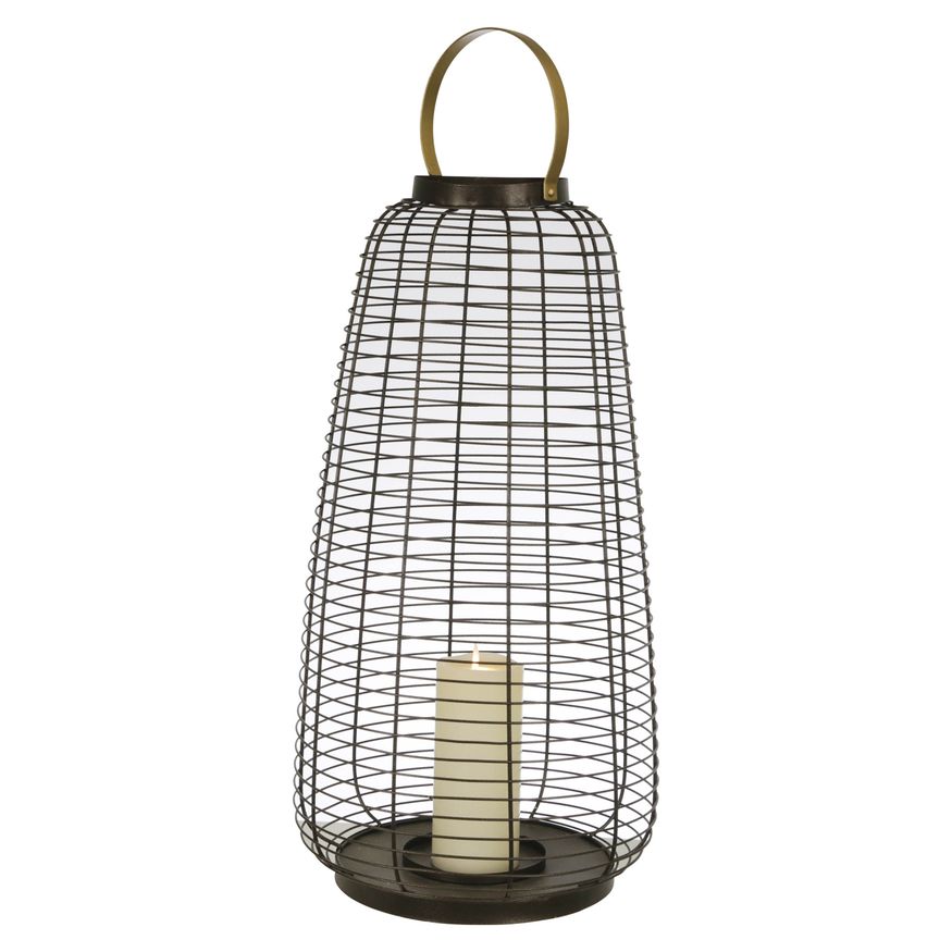 Sagebrook - 24" Metal Wire Cage Hurricane in Black