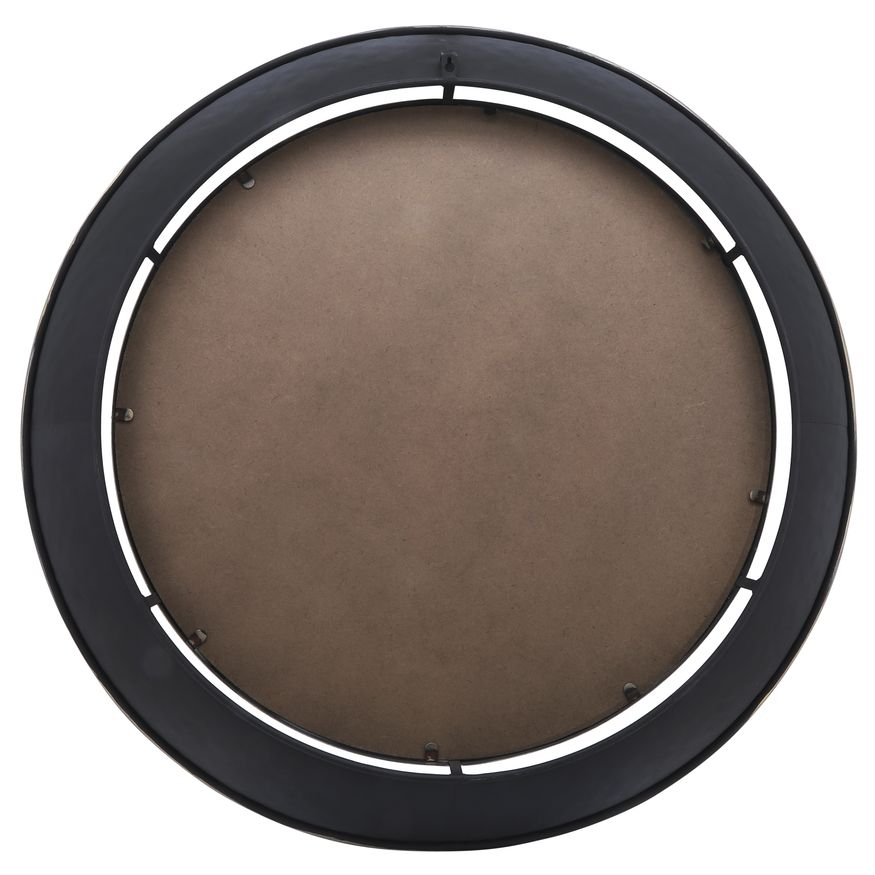 Sagebrook Metal Round Mirror With Goldrim - Black