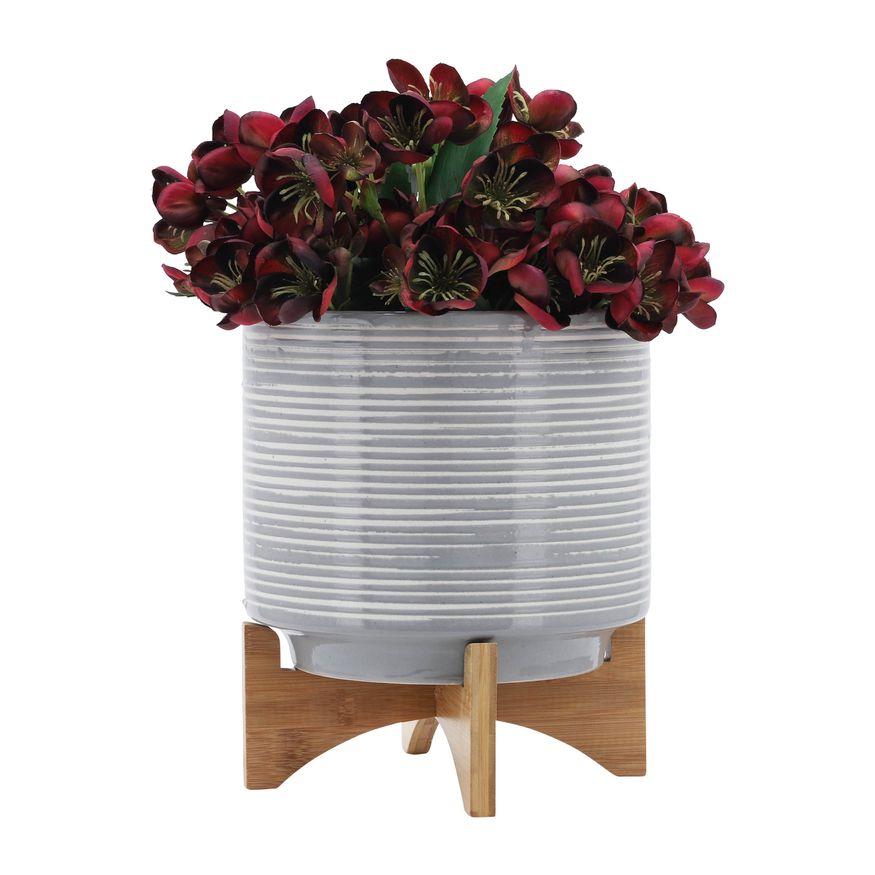 Sagebrook 10" Ceramic Planter On Stand - Gray