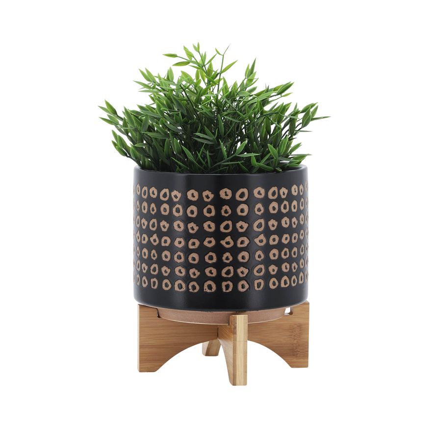 Sagebrook 8" Ceramic Planter On Stand - Brown