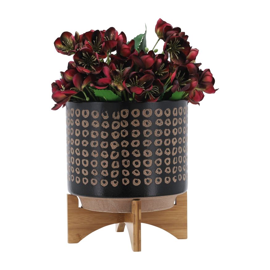 Sagebrook 10" Ceramic Planter On Stand - Brown