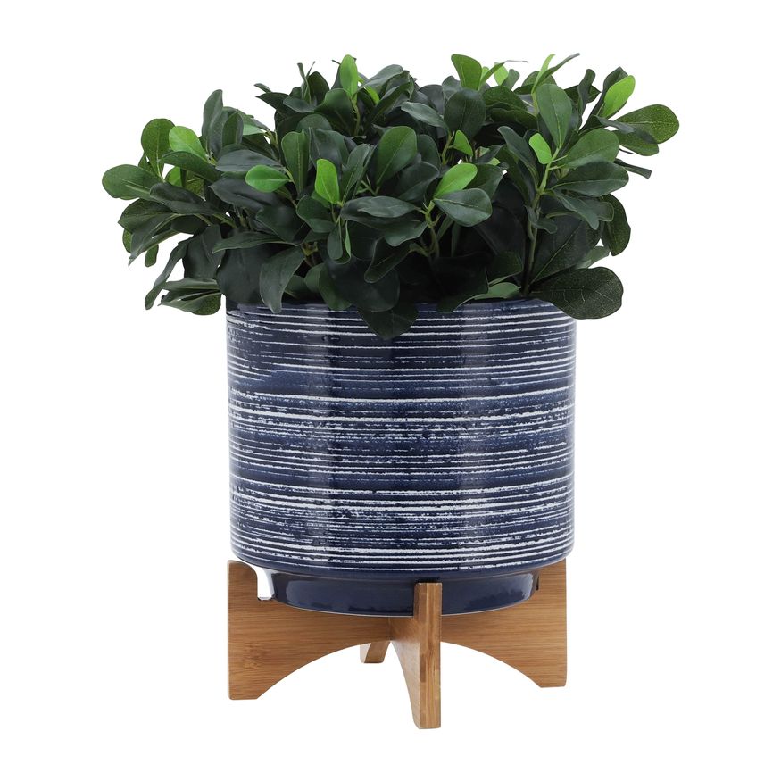 Sagebrook 10" Ceramic Planter On Stand - Blue