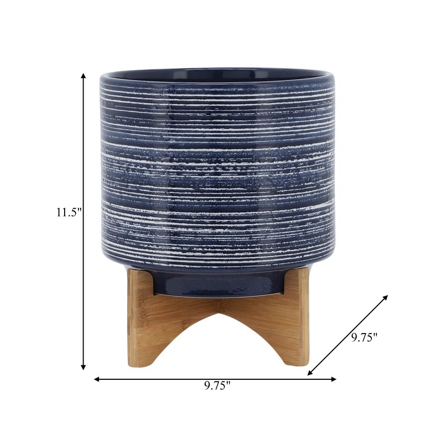 Sagebrook 10" Ceramic Planter On Stand - Blue