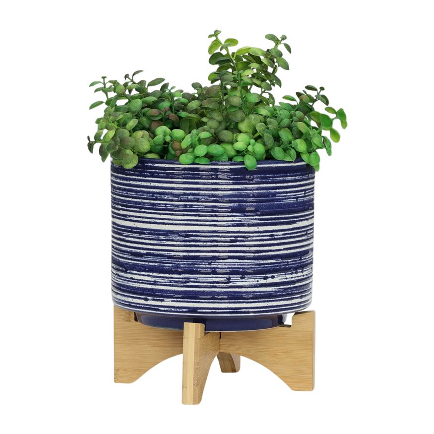 Sagebrook™ 5"/8" Ceramic Planters On Stand (Set Of 2) - Blue