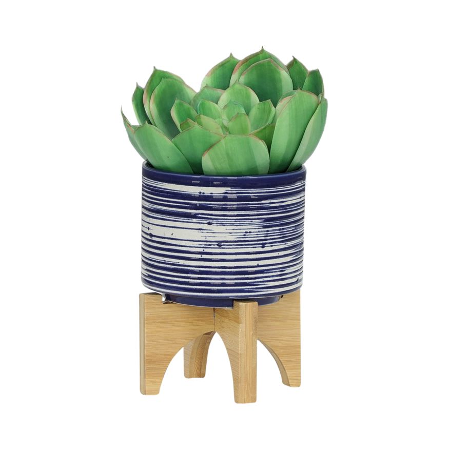 Sagebrook™ 5"/8" Ceramic Planters On Stand (Set Of 2) - Blue