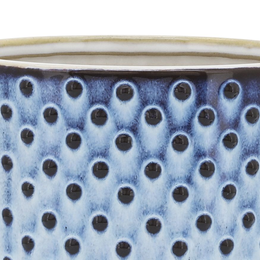 Sagebrook 6" Ceramic Dotted Planter With Saucer - Blue