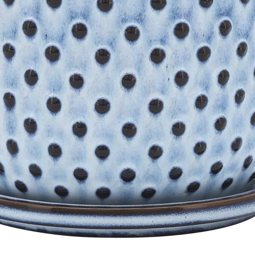 Sagebrook 6" Ceramic Dotted Planter With Saucer - Blue