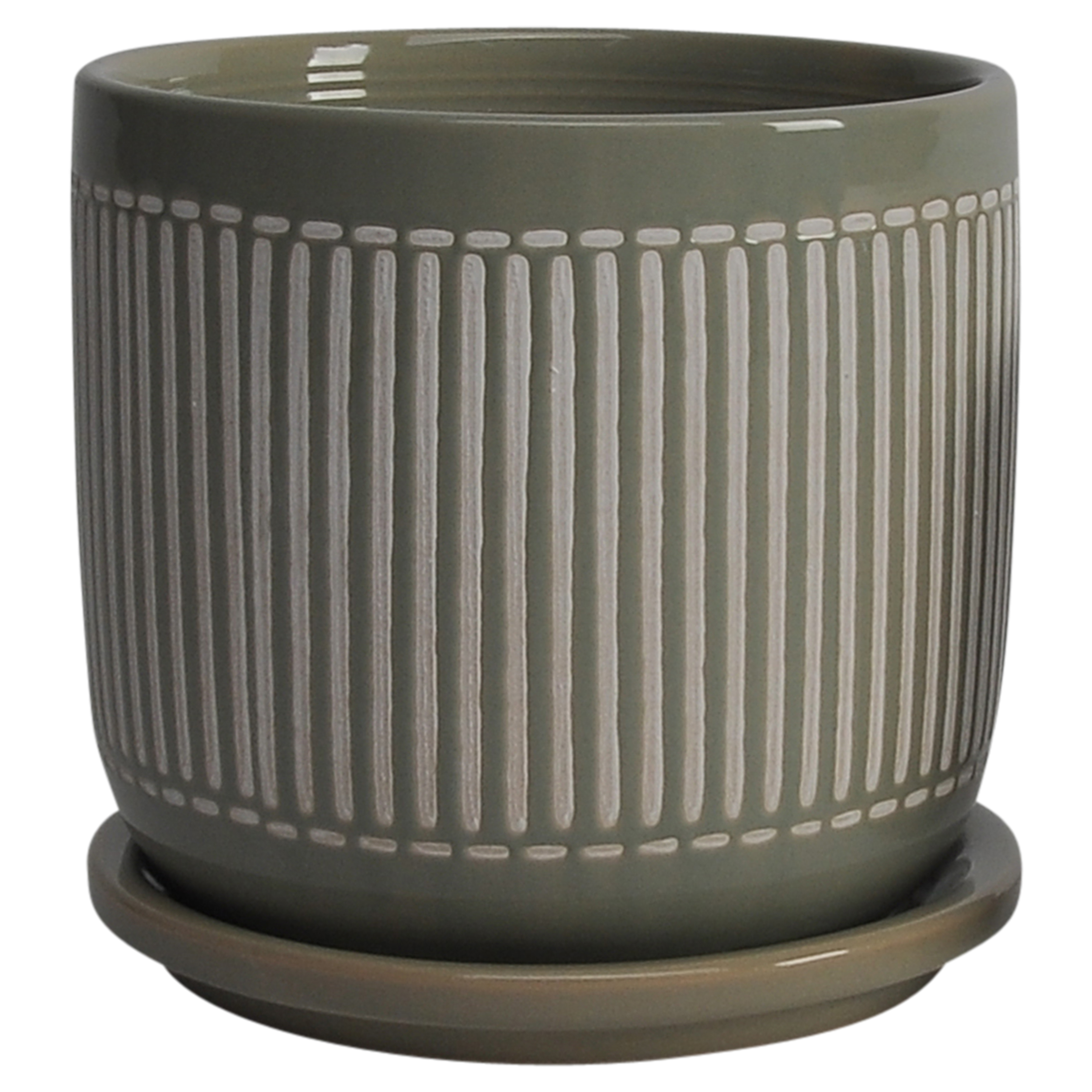 Sagebrook 6" Ceramic Planter with Saucer (Set Of 2) - Gray