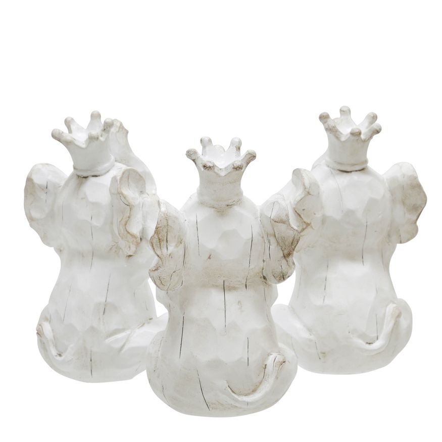 Sagebrook - Resin Hear No, See No Speak, No Elephants (Set Of 3) in White