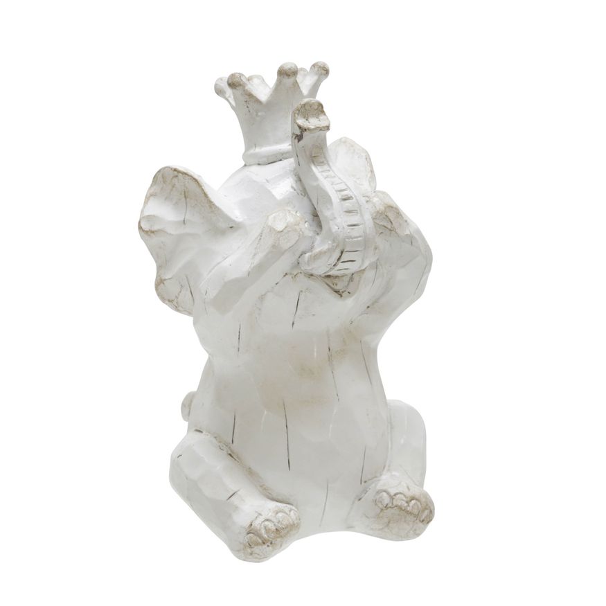 Sagebrook - Resin Hear No, See No Speak, No Elephants (Set Of 3) in White