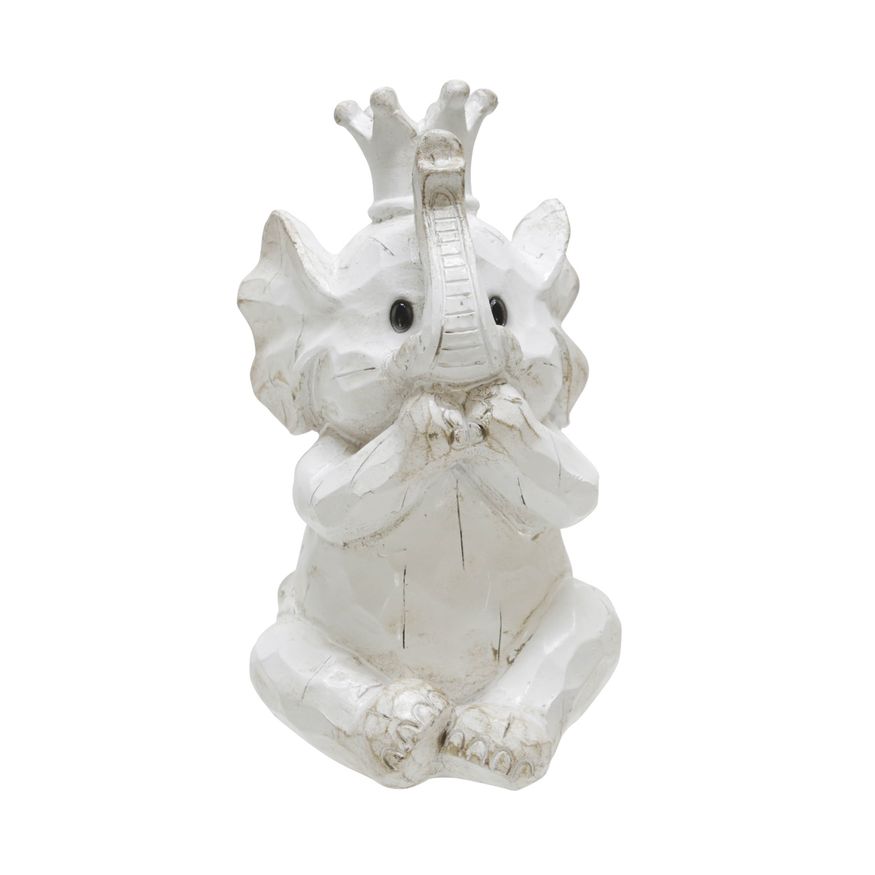 Sagebrook - Resin Hear No, See No Speak, No Elephants (Set Of 3) in White