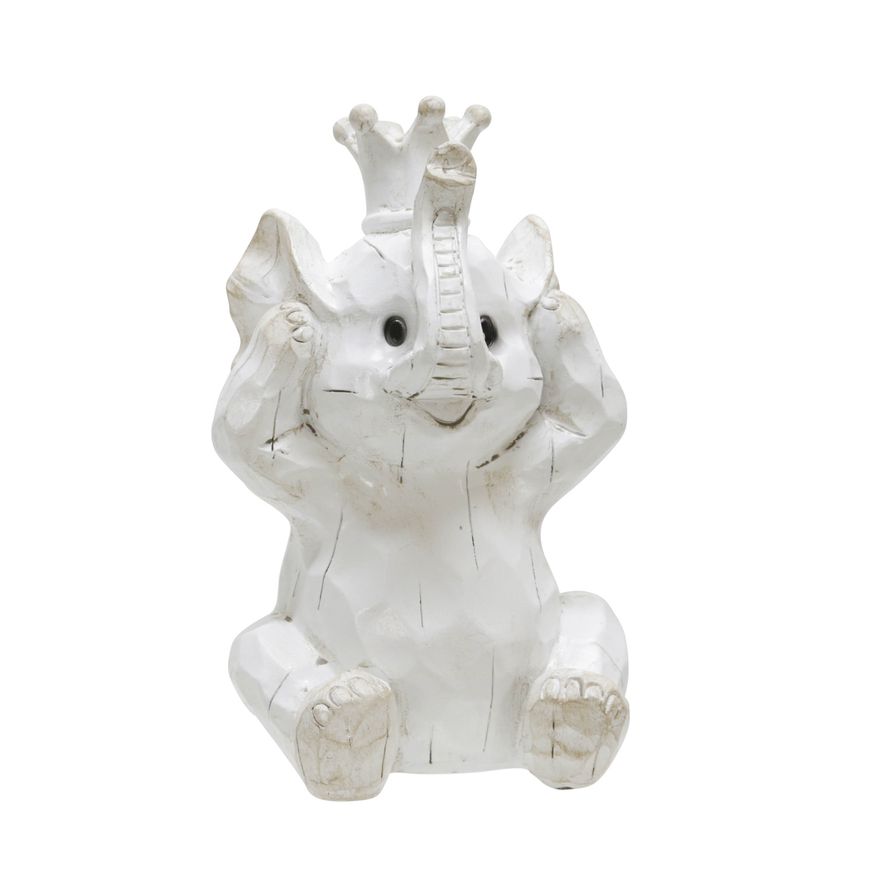 Sagebrook - Resin Hear No, See No Speak, No Elephants (Set Of 3) in White