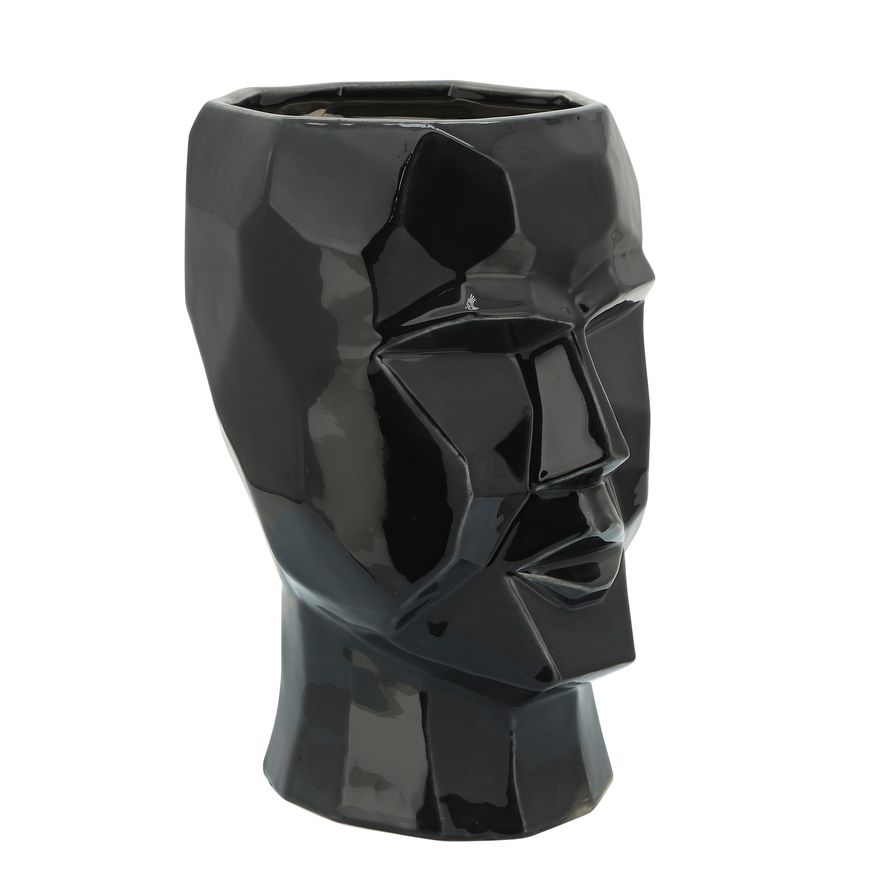 Sagebrook - 12" Ceramic Face Vase in Black