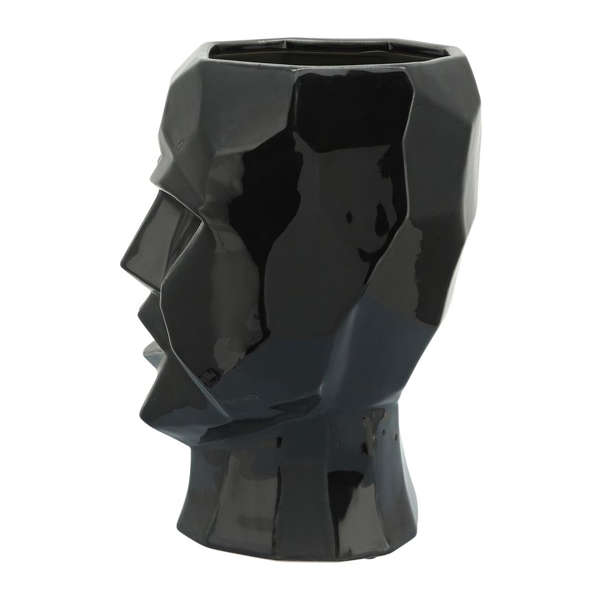 Sagebrook - 12" Ceramic Face Vase in Black