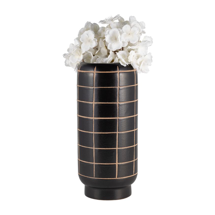 Sagebrook - 13" Ceramic Patterned Vase in Black