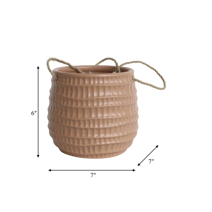 Sagebrook 6" Ceramic Dimpled Hanging Planter