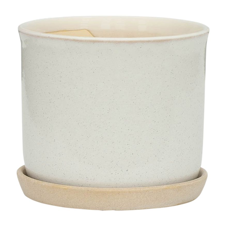 Sagebrook 6"/8" Ceramic Planters With Saucer (Set Of 2) - Beige