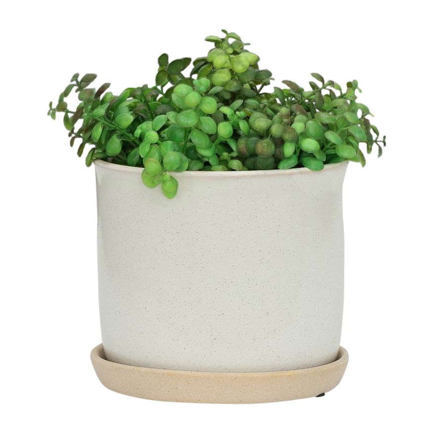 Sagebrook 6"/8" Ceramic Planters With Saucer (Set Of 2) - Beige