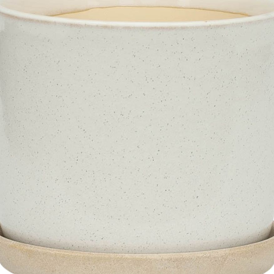 Sagebrook 6"/8" Ceramic Planters With Saucer (Set Of 2) - Beige