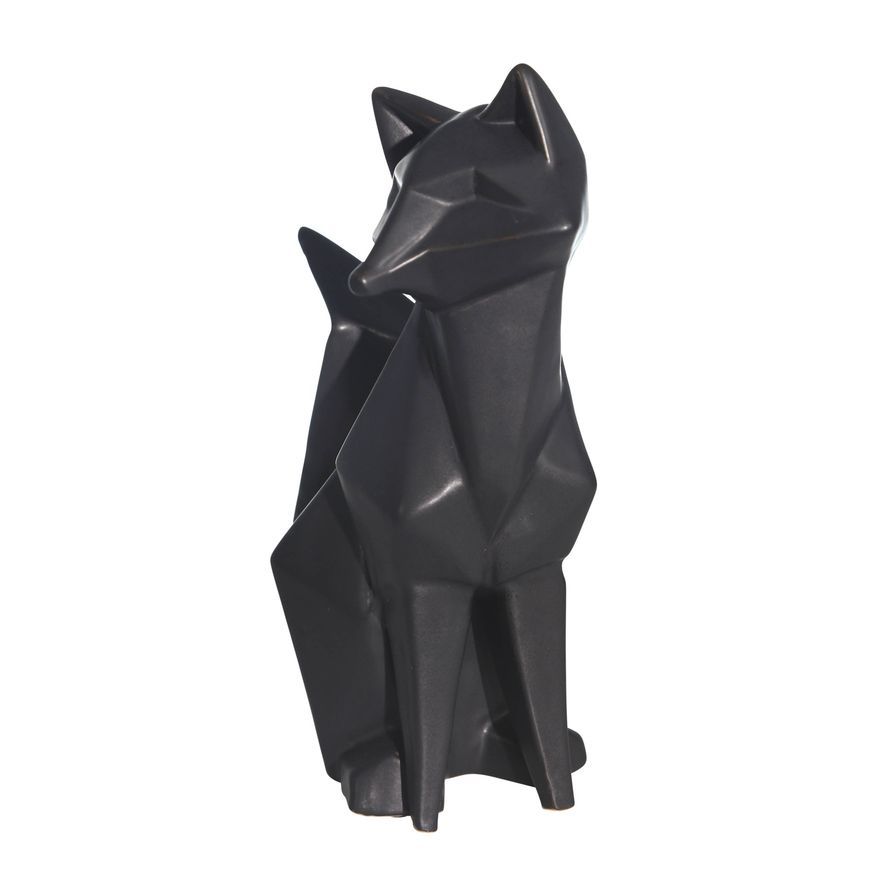 Sagebrook 10" Ceramic Modern Fox Figurine - Black