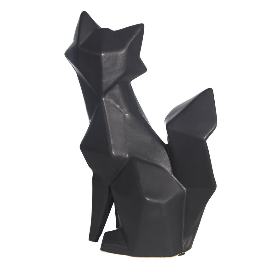 Sagebrook 10" Ceramic Modern Fox Figurine - Black