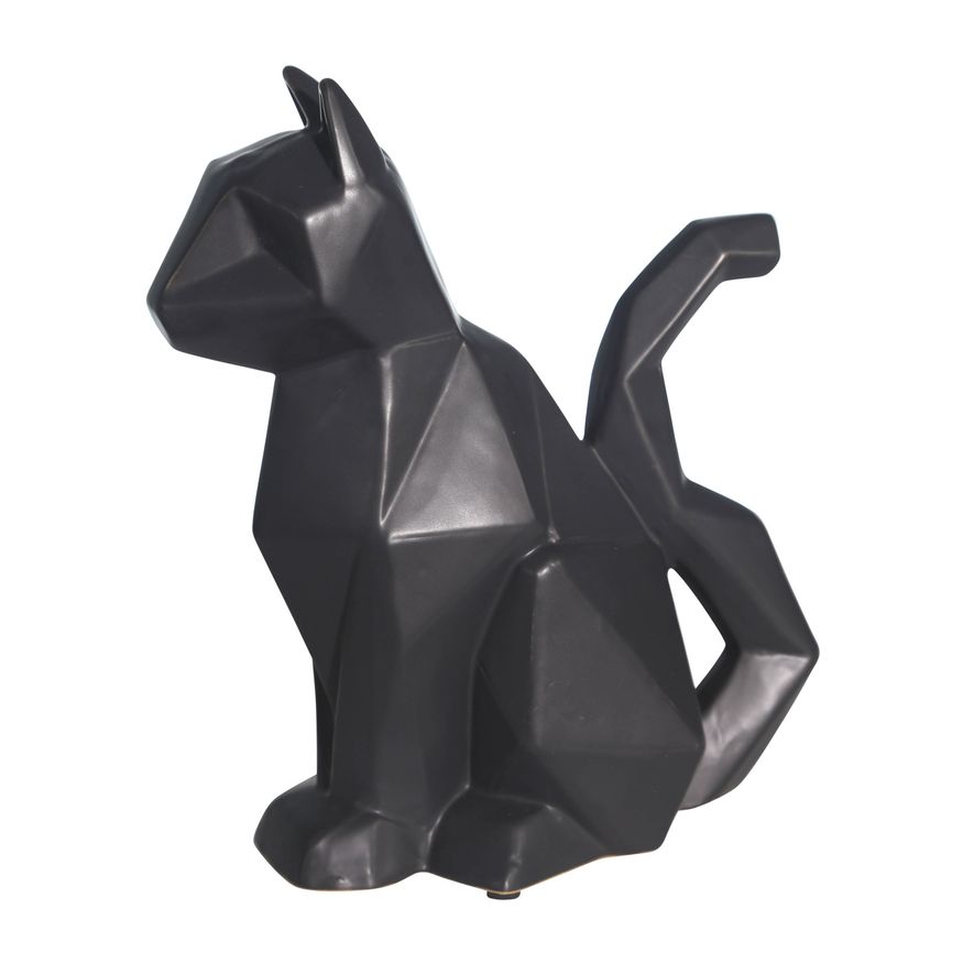 Sagebrook 10" Ceramic Modern Cat Figurine - Black