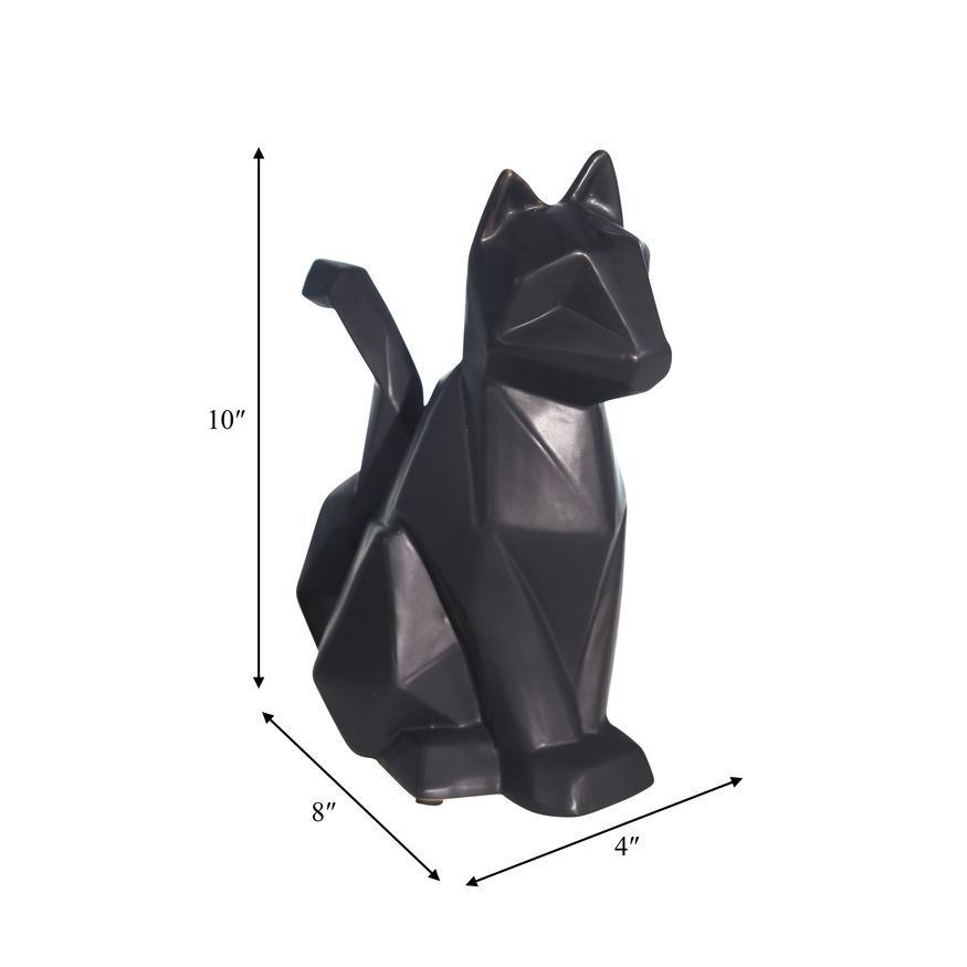 Sagebrook 10" Ceramic Modern Cat Figurine - Black