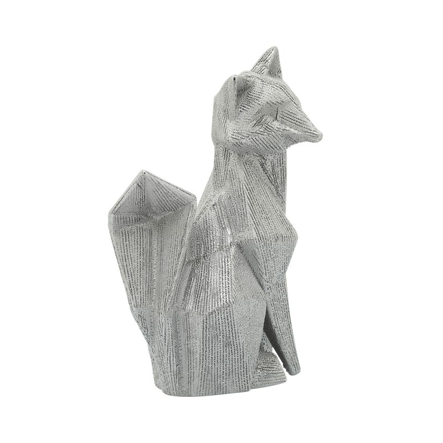 Sagebrook 10" Ceramic Beaded Fox Figurine - Silver