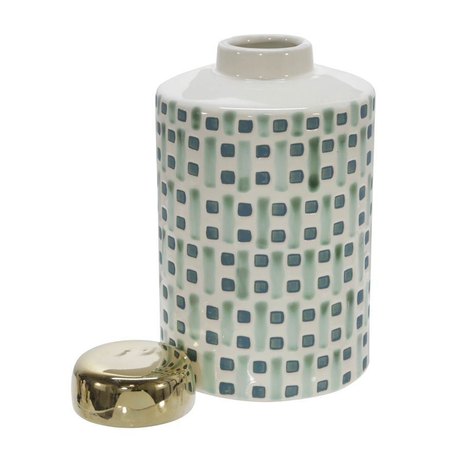 Sagebrook 9" Ceramic Jar With Gold Lid