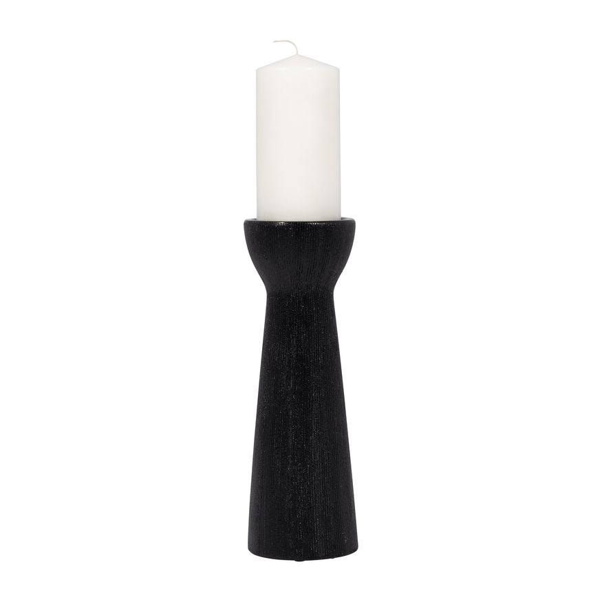 Sagebrook 12" Ceramic Bead Candle Holder - Black