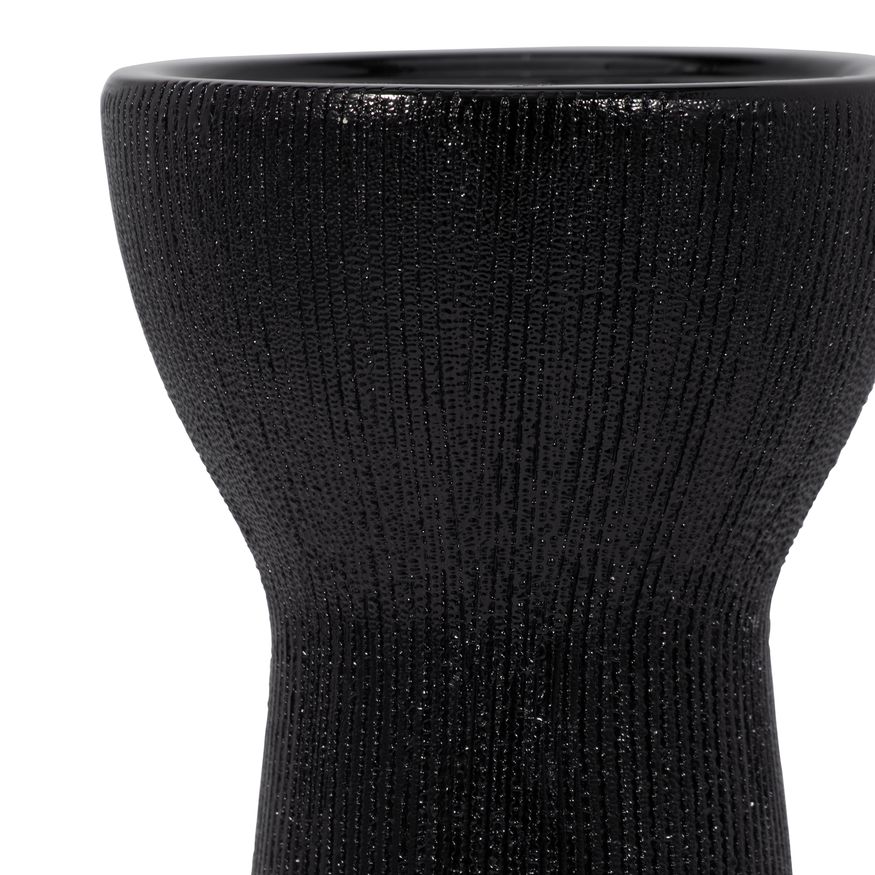 Sagebrook 12" Ceramic Bead Candle Holder - Black