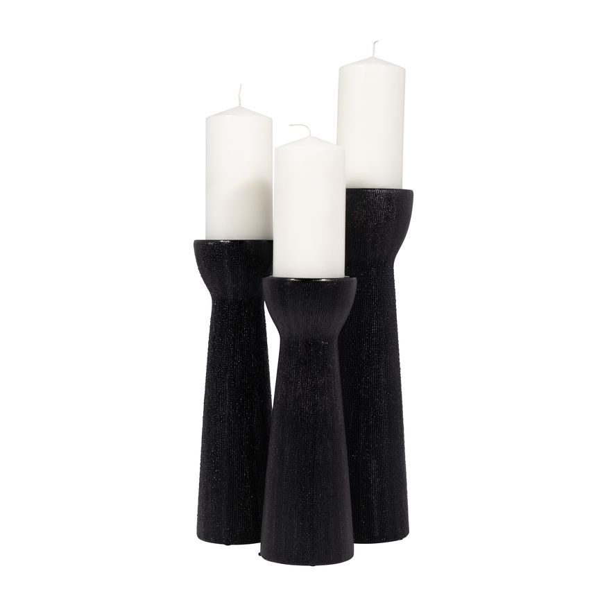 Sagebrook 12" Ceramic Bead Candle Holder - Black