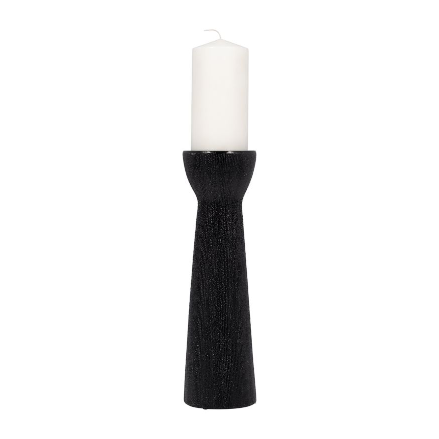 Sagebrook 14" Ceramic Bead Candle Holder - Black