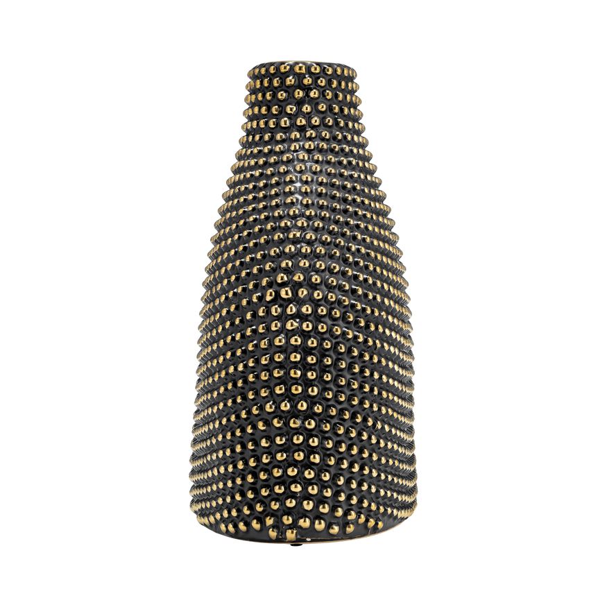 Sagebrook 14" Ceramic Beaded Vase - Black/Gold