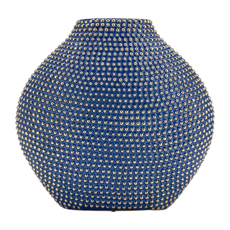 Sagebrook 16" Ceramic Beaded Vase - Navy/Gold