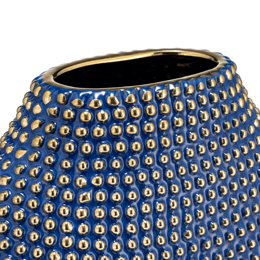 Sagebrook 16" Ceramic Beaded Vase - Navy/Gold