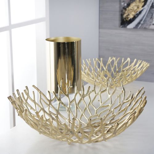 Sagebrook - 13"/17" Aluminum Branch Bowls (Set Of 2) in Gold