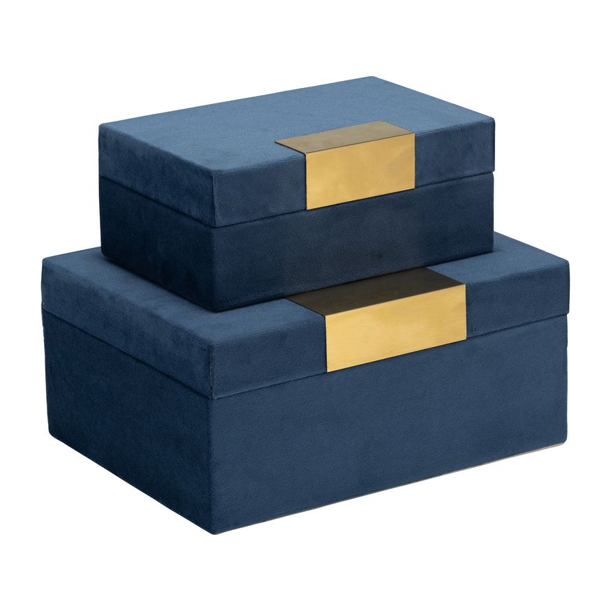 Sagebrook Velveteen Jewelry Box (Set Of 2)