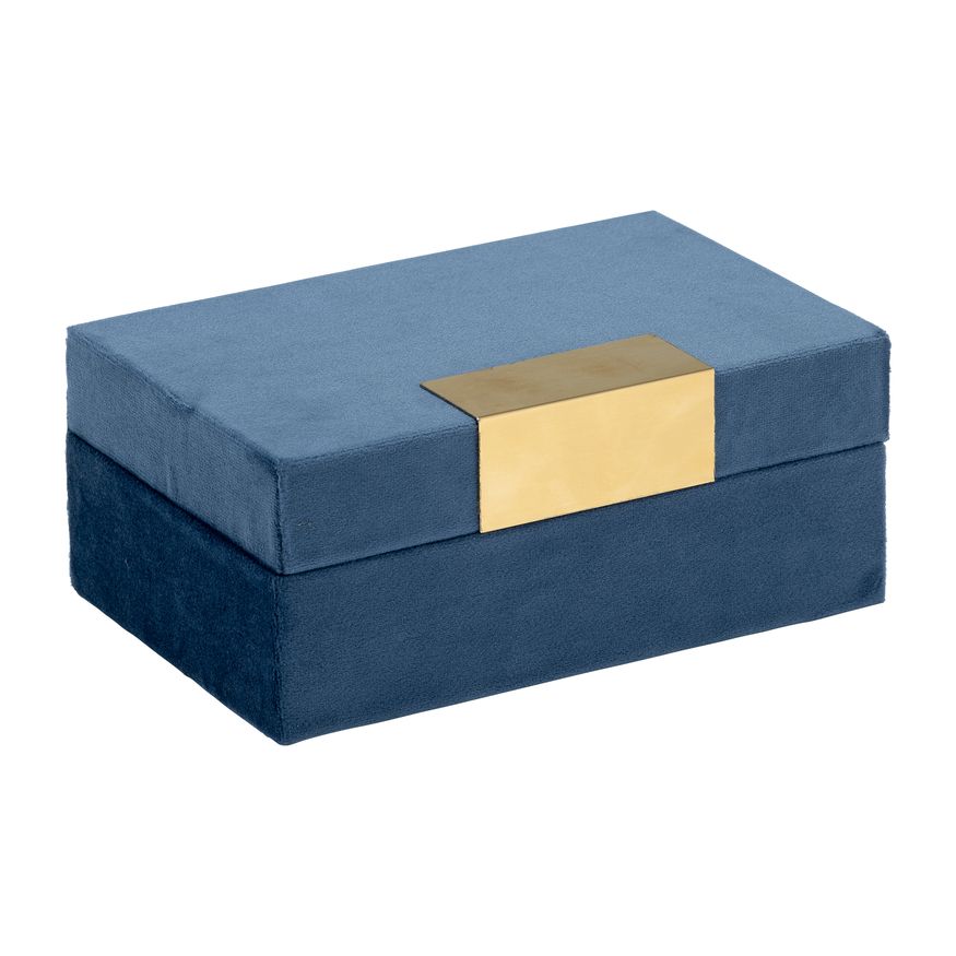 Sagebrook Velveteen Jewelry Box (Set Of 2) - Navy/Gold